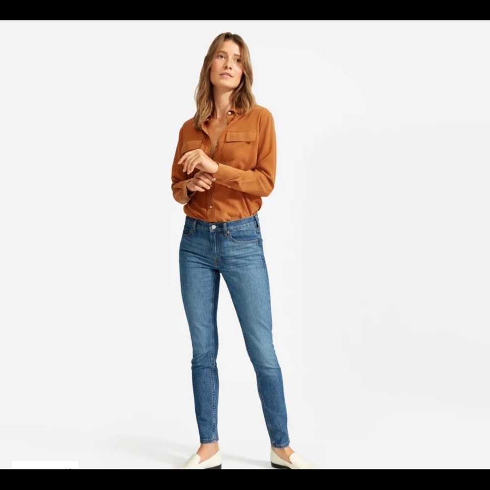 Everlane 9” Rise Skinny Jeans Mid Blue 27